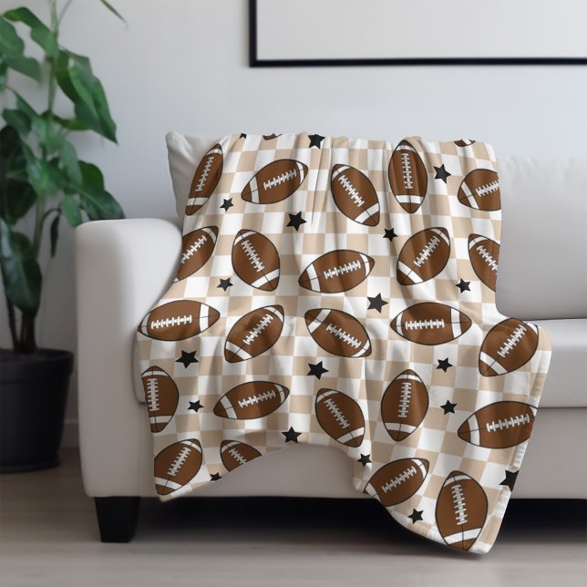 Football Checkered Sports Patterned Fleece Blanket (Creator Uploaded)
