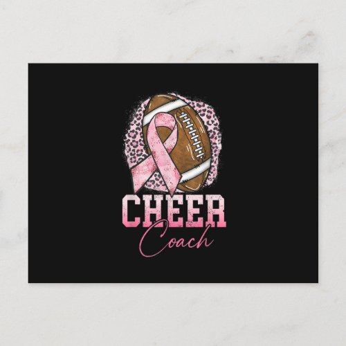 Football Cheer Coach Pink Ribbon Breast Cancer Awa Postcard