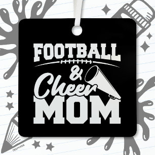 Football Cheer Mom High School Sports Cheerleading Metal Ornament