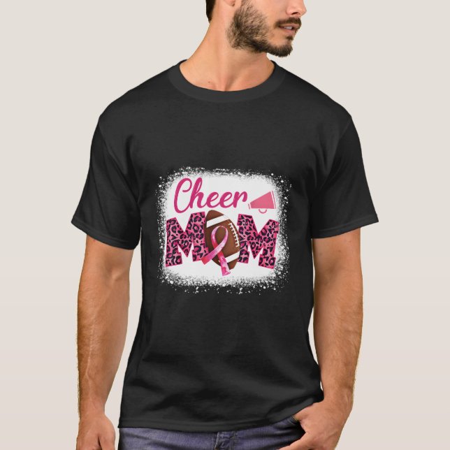 Football Cheer Mom K-Leopard Breast Cancer Awarene T-Shirt (Front)