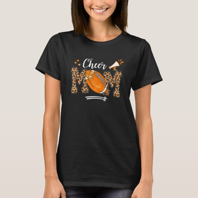 Football Cheer Mom Leopard Ribbon COPD Awareness T-Shirt (Front)