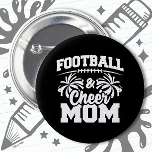 Football Cheer Squad School Sports Games Proud Mom Button
