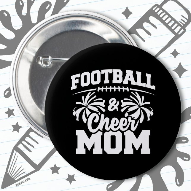 Football Cheer Squad School Sports Games Proud Mom Button (Creator Uploaded)