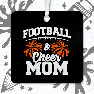 Football Cheer Squad School Sports Games Proud Mom Metal Ornament