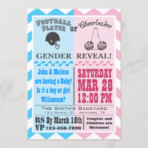 Football Cheerleader Gender Reveal Invitation