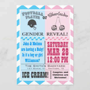 Football Cheerleader Gender Reveal Invitation Blan