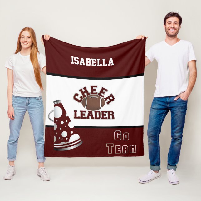 Football Cheerleader Maroon Fleece Blanket (In Situ)