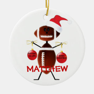 Football Christmas Cartoon Ceramic Ornament
