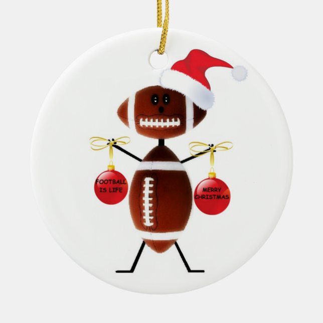 Football Christmas Ceramic Ornament (Front)