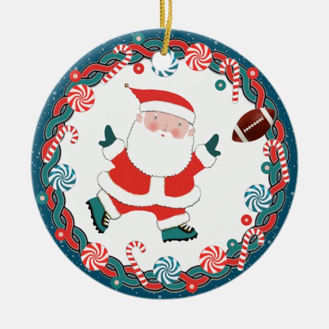 Football Christmas Collectible Ceramic Ornament (Front)