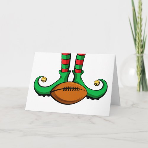 Football Christmas Elf Feet Holiday Card