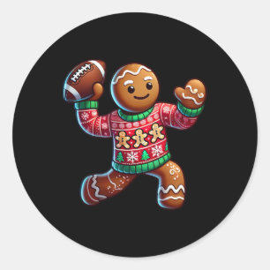 Football Christmas Gingerbread Man Football Ugly C Classic Round Sticker