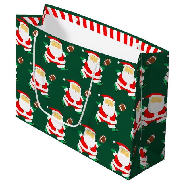 Football Christmas Holiday Large Gift Bag (Front Angled)