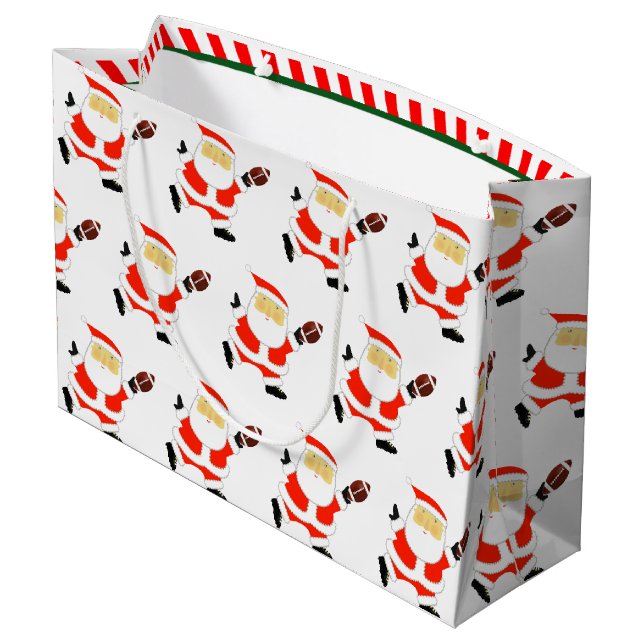 Football Christmas Holiday Large Gift Bag (Back Angled)