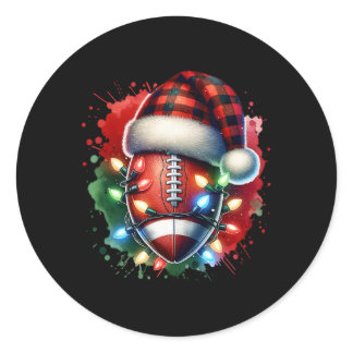 Football Christmas Holiday Xmas Football Player  Classic Round Sticker