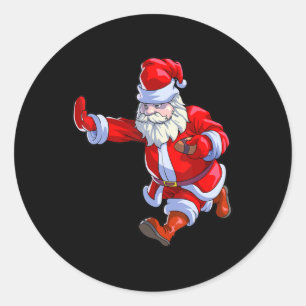 Football Christmas Men Kids Boys Football Santa C Classic Round Sticker