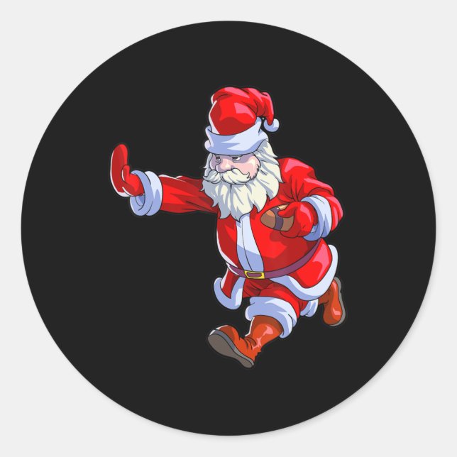 Football Christmas  Men Kids Boys Football Santa C Classic Round Sticker (Front)