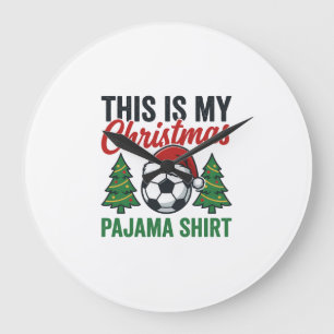 Football Christmas Pajama Shirt Large Clock