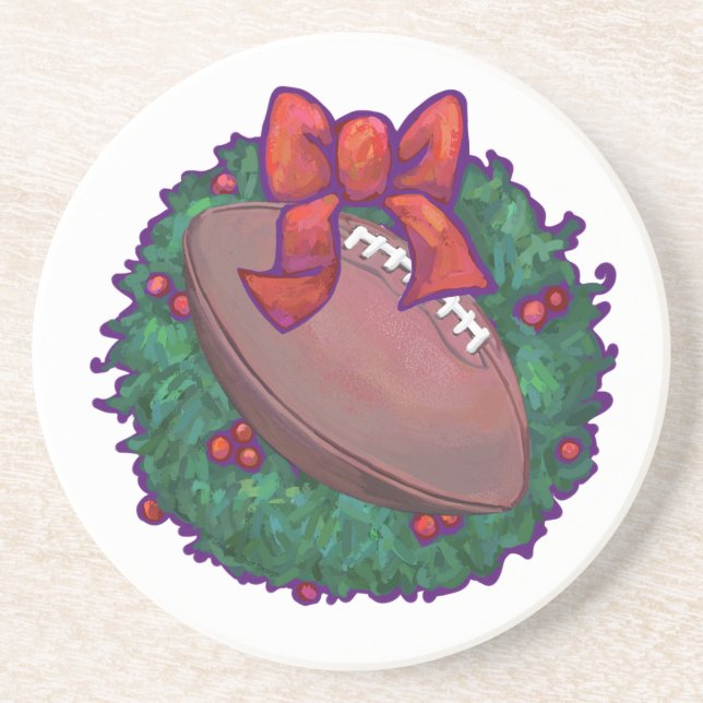 Football Christmas Sandstone Coaster (Front)