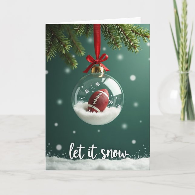 Football Christmas Snow Globe Card (Front)