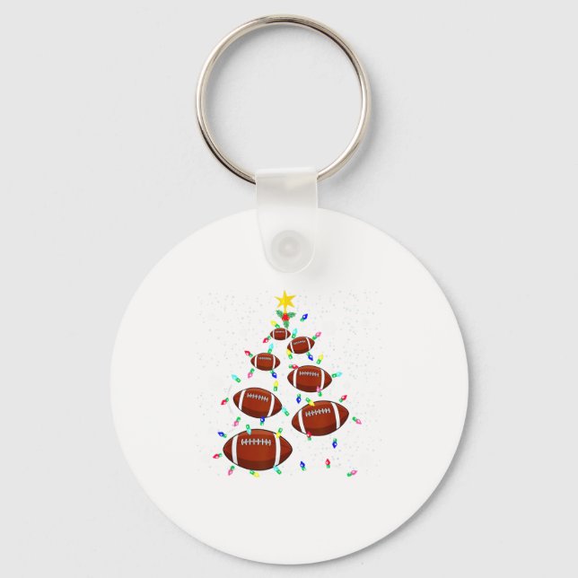 Football Christmas Tree Light Xmas Football Boys G Keychain (Front)