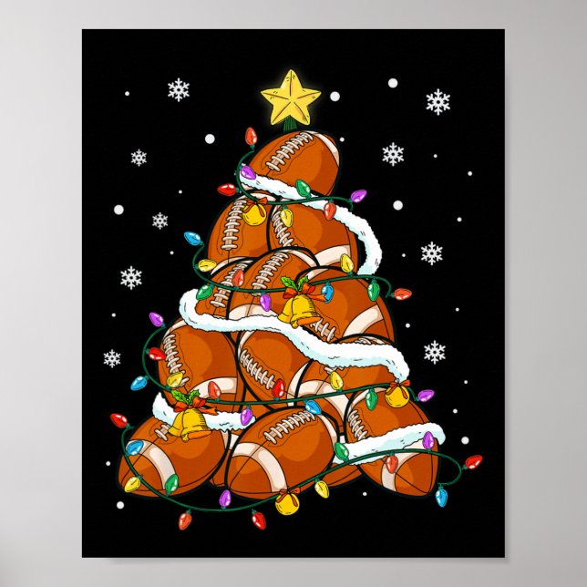 Football Christmas Tree Lights Santa Xmas Sport Me Poster (Front)