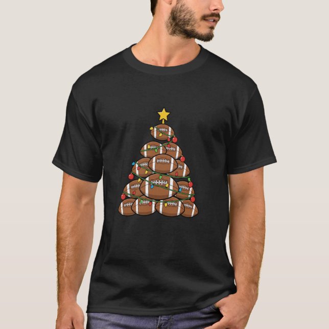 Football Christmas Tree Stack Holiday Football Fan T-Shirt (Front)