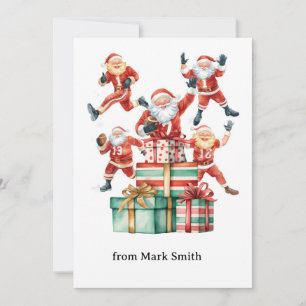 Football Christmas with Santa Claus Holiday Card