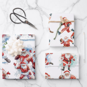 Football Christmas with Santa Claus Wrapping Paper Sheets