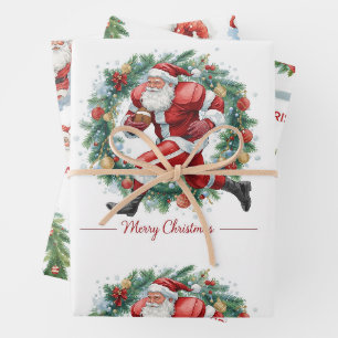 Football Christmas with Santa Claus Wrapping Paper Sheets