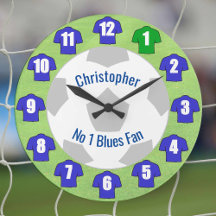 Football Clock - Blue Shirts