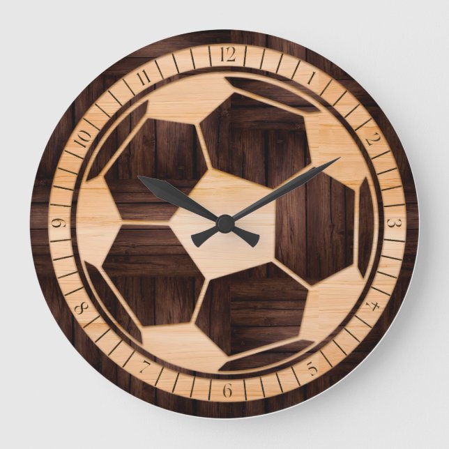 Football Clock , Soccer Clock, 3D wood crafted  (Front)