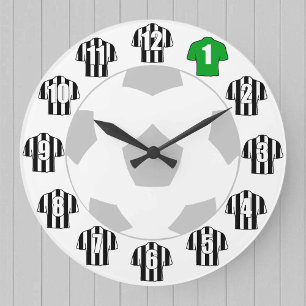 Football Clock - with Black and White Shirts