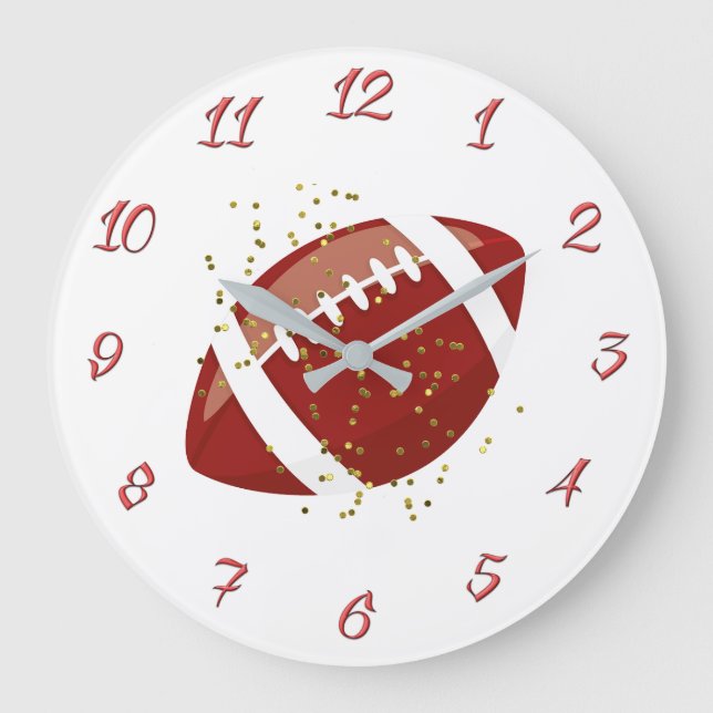 Football Clock with Faux Glitter (Front)