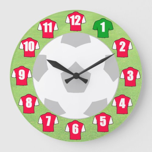 Football Clock _ with Red  White Shirts