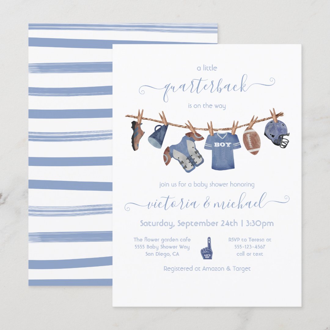 Football Clothesline Baby Shower Invitation Zazzle