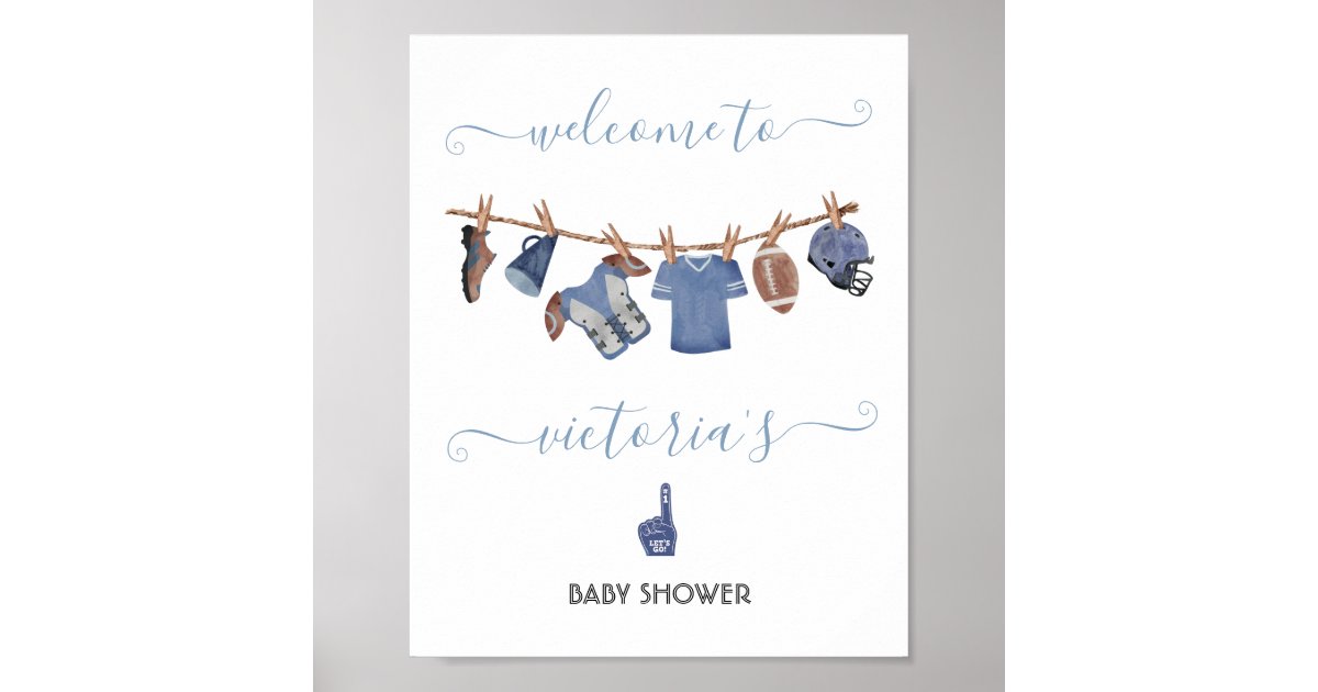 Football Clothesline Baby Shower sign Zazzle