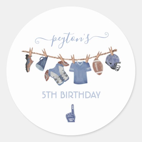 Football Clothesline Birthday Party Classic Round Sticker