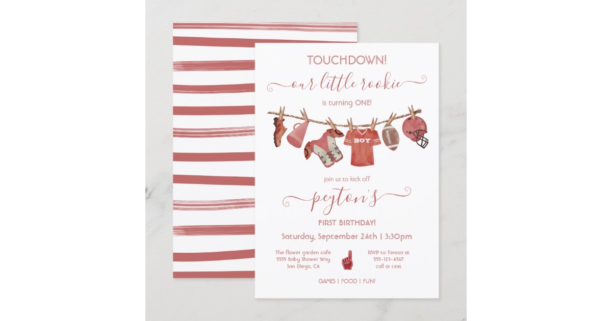 Football Clothesline Birthday Party Invitation Zazzle