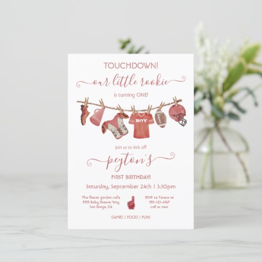 Football Clothesline Birthday Party Invitation Zazzle