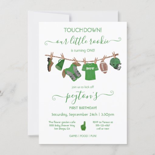 Football Clothesline Birthday Party Invitation Zazzle