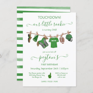 Football Clothesline Birthday Party Invitation