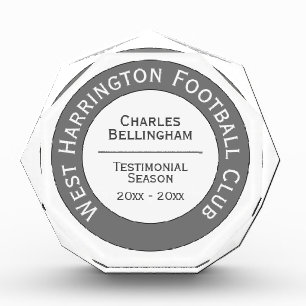 Football Club Footballer Testimonial Season Acrylic Award