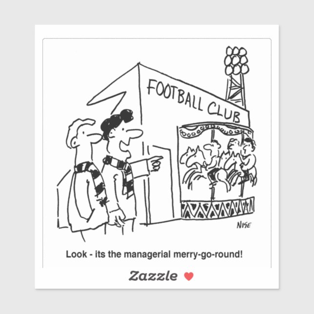 Football Club Managerial Merry-go-round Cartoon. Sticker (Sheet)