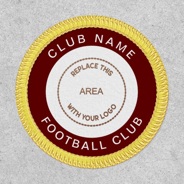 Football Club Name Logo Border Fully Customisable Patch (Front)