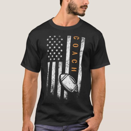 Football Coach American Flag Football Trainer Coac T_Shirt