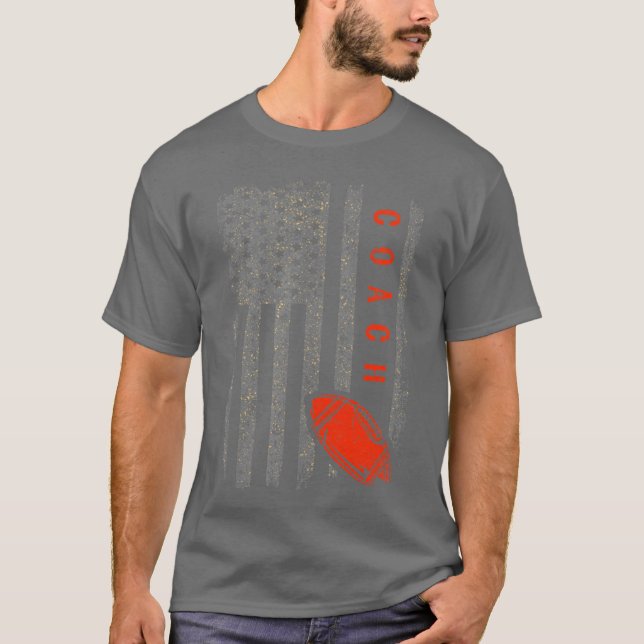 Football Coach American Flag Footballrainer Coachi T-Shirt (Front)