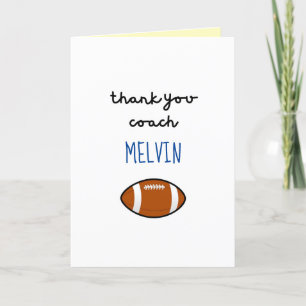 Football Coach Appreciation Card, Thank You Card