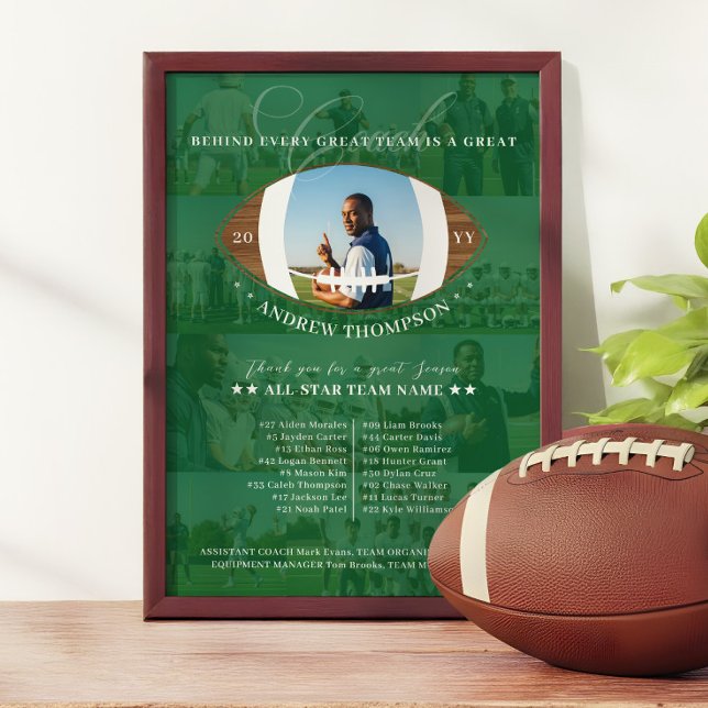 Football Coach Appreciation Team Photo Collage Award Plaque (Football Coach Appreciation Team Photo Collage Award Plaque)