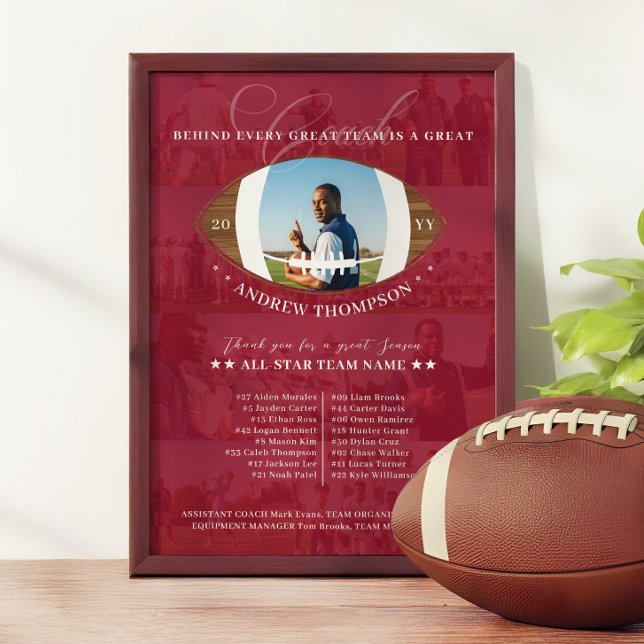 Football Coach Appreciation Team Photo Collage Award Plaque (Football Coach Appreciation Team Photo Collage Award Plaque)